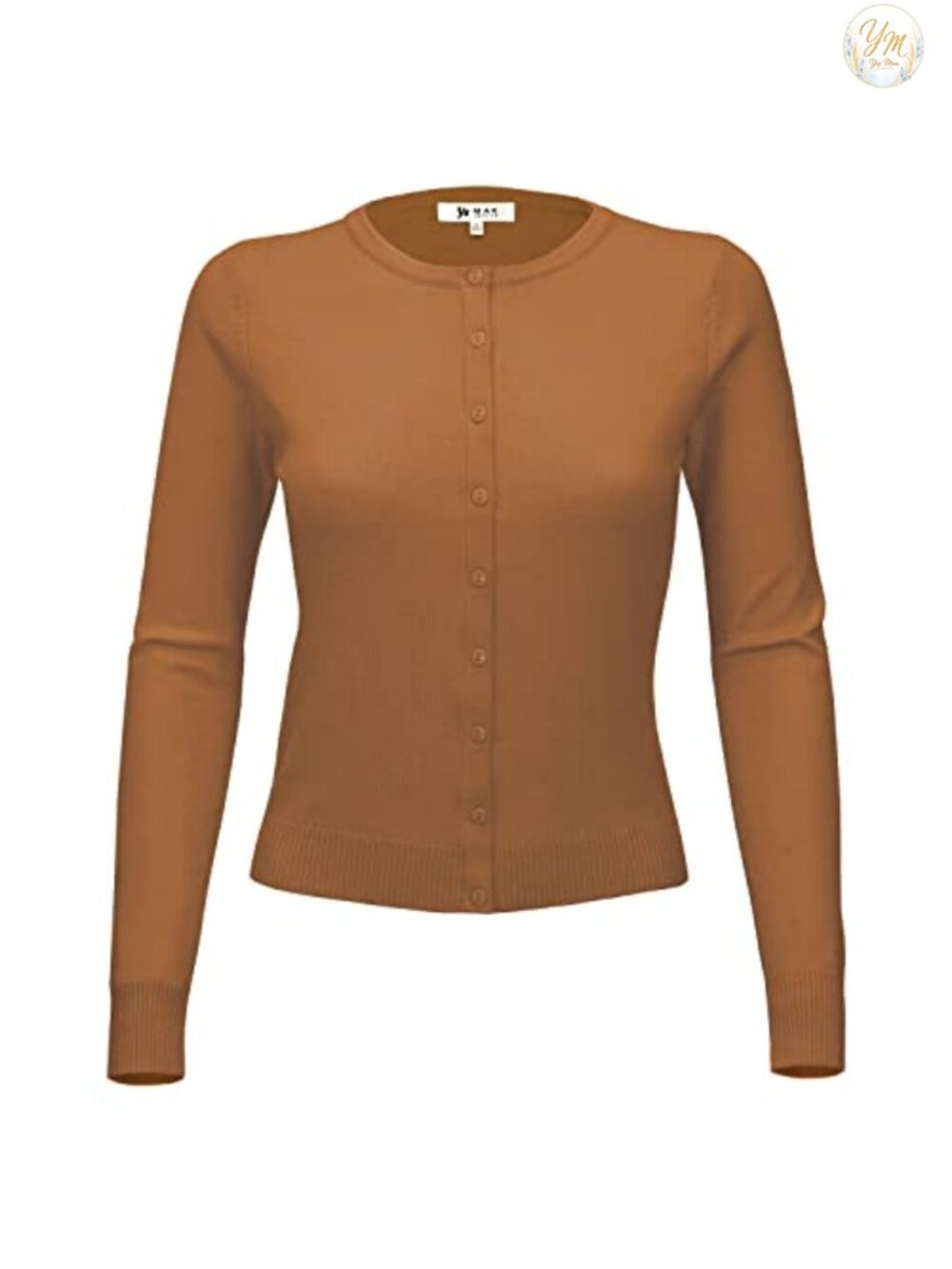 Women's Crewneck Button-Down Knit Cardigan Long Sleeve Sweater